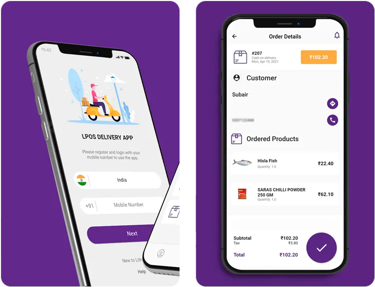 Captura de pantalla de la app de entregas