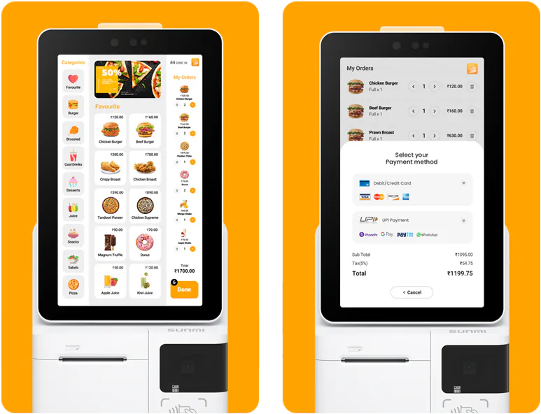 Captura de pantalla de la app de kiosco