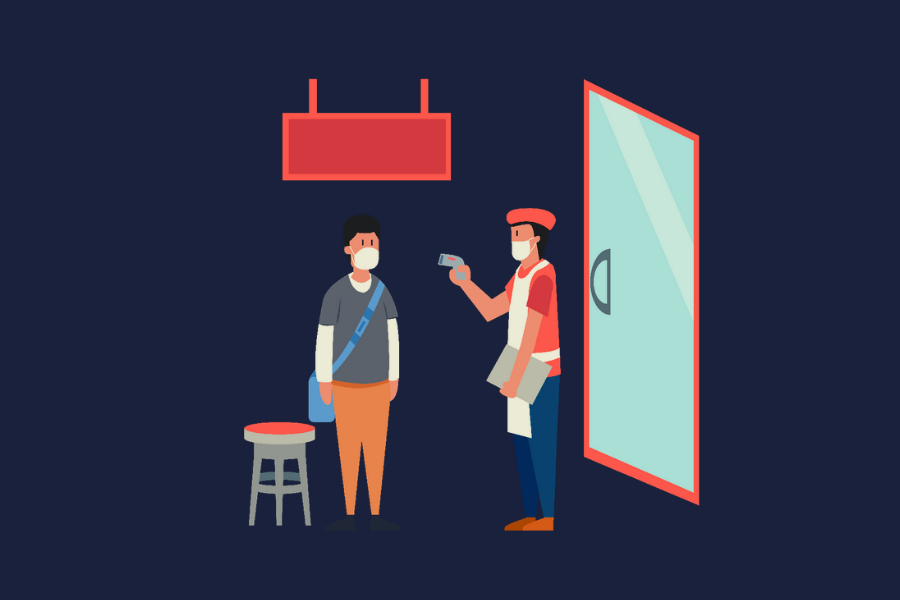 Employee and customer contact in pandemic situations qr code menu.  -lithospos